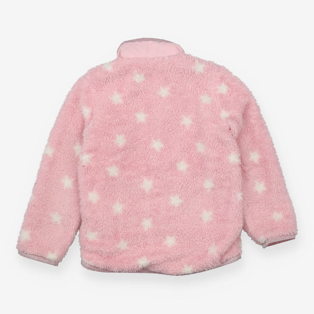 Sweater Half Zip Fluffy Pink with White Spots