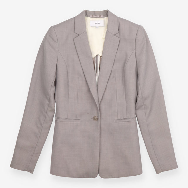 Tailored Blazer Light Grey Longline Single Breaste