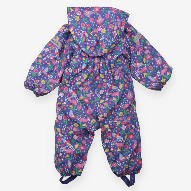 Puddlesuit Purple Fleece Lined Pink with Birds, Bu