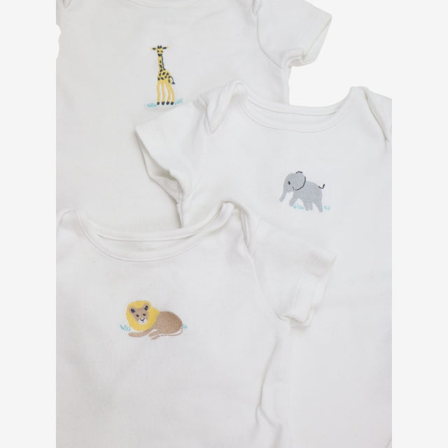 White Animal Applique SS Bodysuits 3pcs