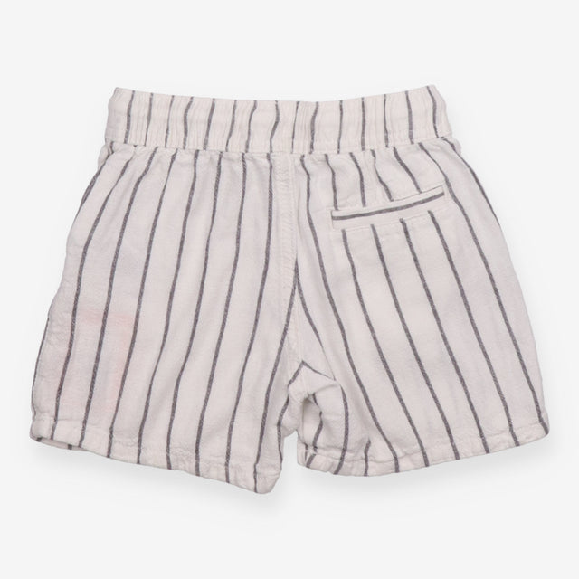 Linen Short white and grey vertical strip