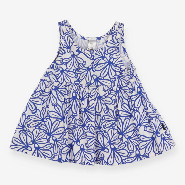 Dress Sleeveless White Blue Floral