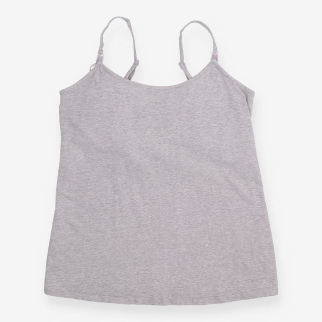 Nursing Vest Grey Cotton Maternity Breastfeeding T