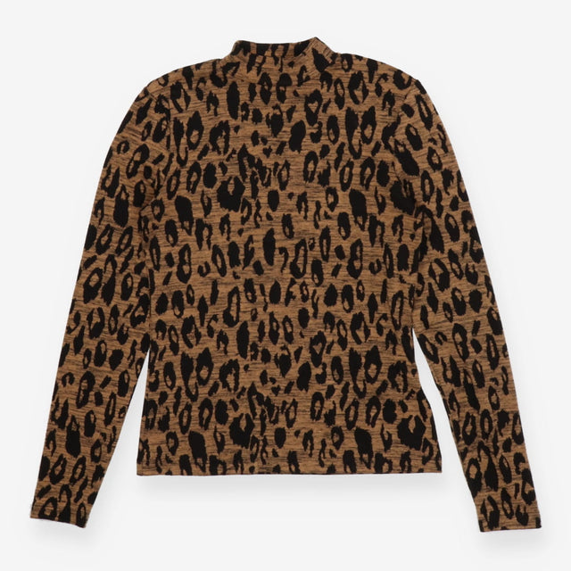 High neck Jacquard Top with Leopard Prints