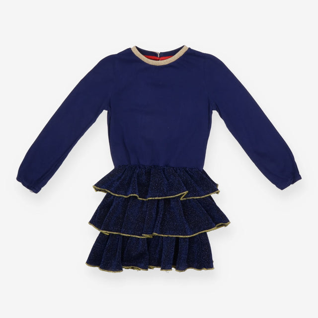 Dress royal blue with sparkle skirt gold trim