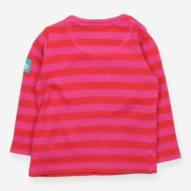 Pink striped LS racoon top