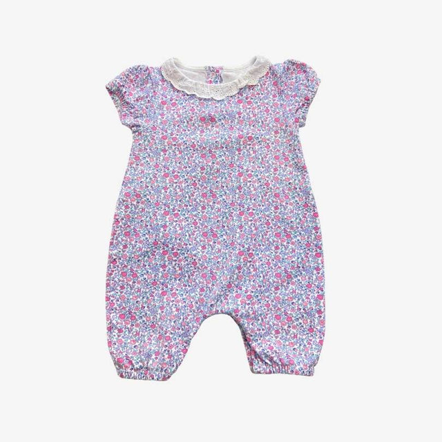 Pink Ditsy Romper with Collar