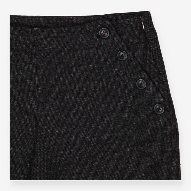 Belle Tweedy Cropped Wide Leg Trousers Charcoal