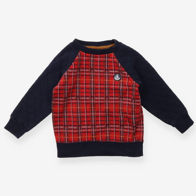 Sweatshirt Navy Sleeve Tartan Body