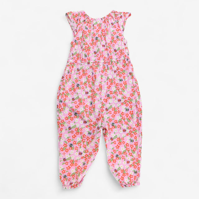 Romper Woven Frill Sleeve Pink Floral Ladybird Bee