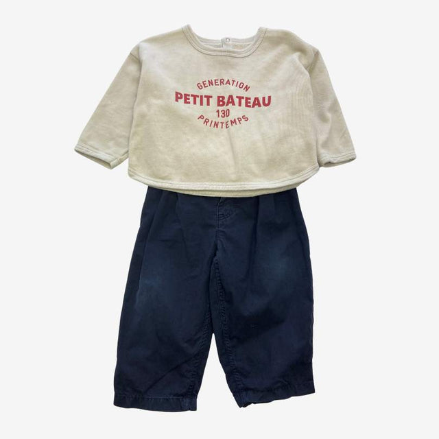 Cream Generation Sweatshirt and Blue Chino Set