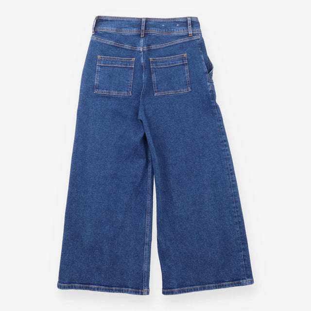 Jeans Mid Blue Wide Leg High Rise Stretch Denim