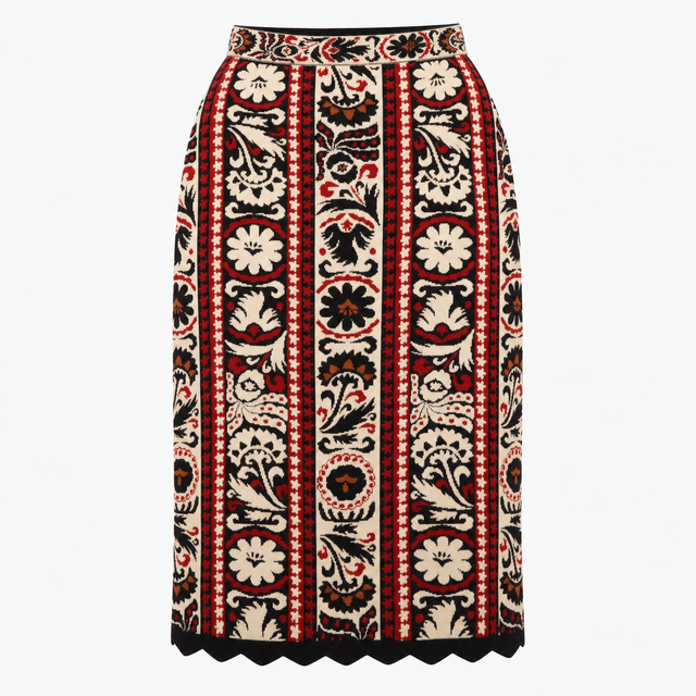 Midi Knitted Tapestry Skirt