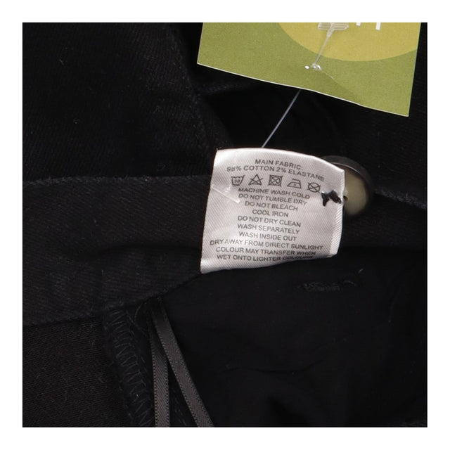Black Cotton Stretch Wide Leg Button Fly Trousers