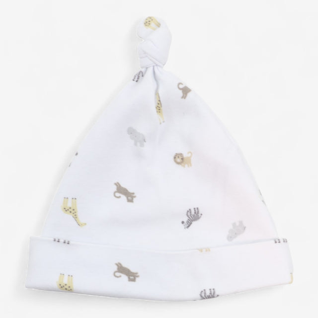 Baby hat white safari animals