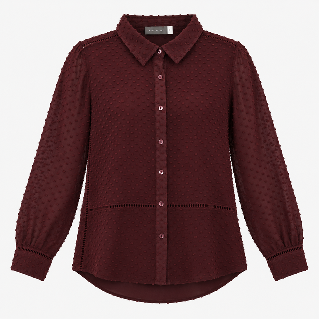 Silk Cotton Clip Spot Shirt Plum