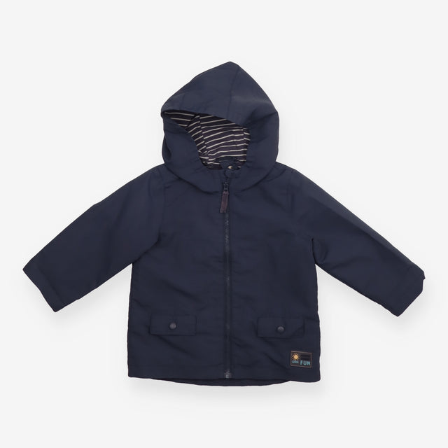 Charcoal Raincoat with Striped Lining