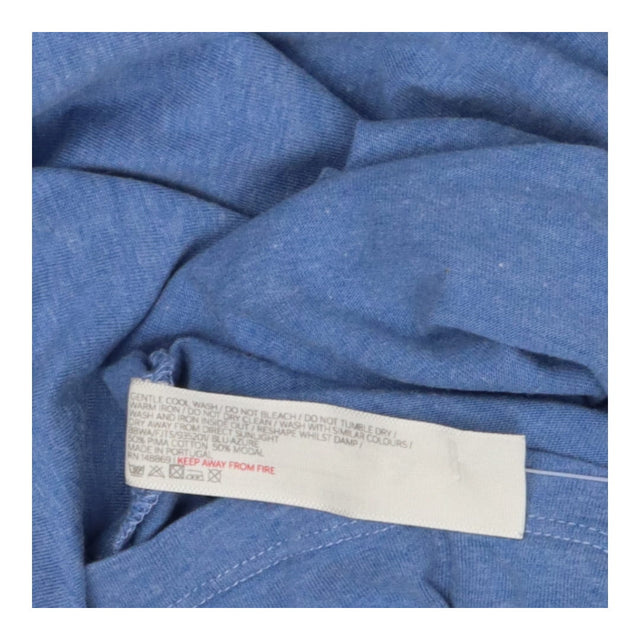 Blue Cotton Modal V Neck Short Sleeve T-Shirt Top