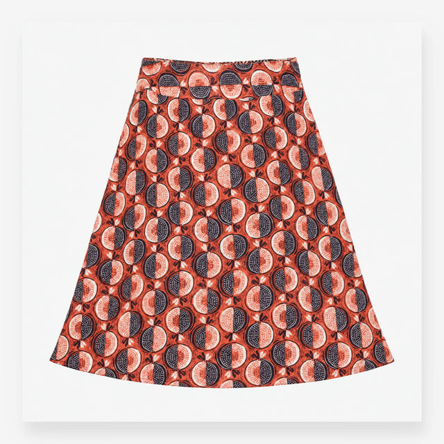 Skirt Midi Fig Fruit Print A Line Viscose