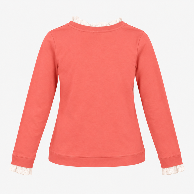 Dusty Pink Cotton Crew Neck Sweatshirt with White