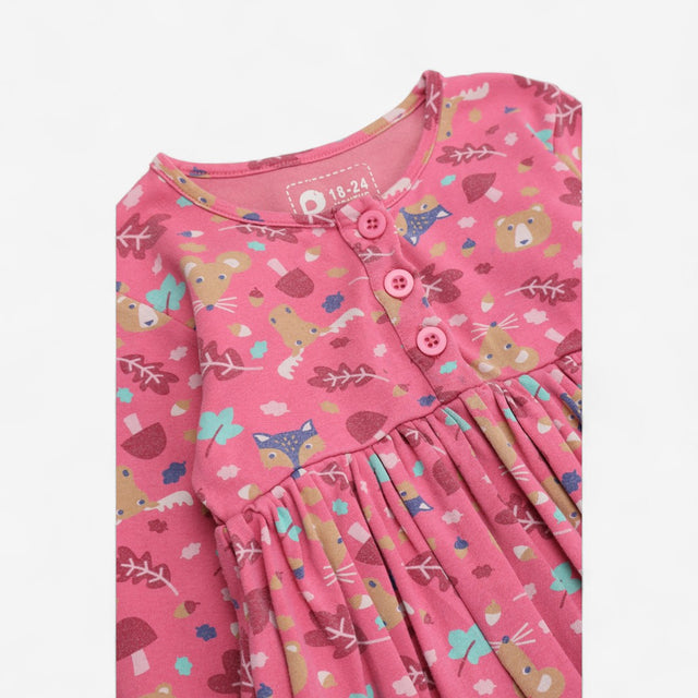 Dress pink woodland critters