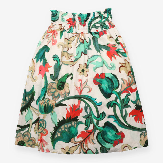 Botanical Floral Print Shirred Waist Organic Cotto