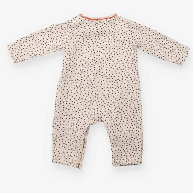 Romper cream grey spots orange trim