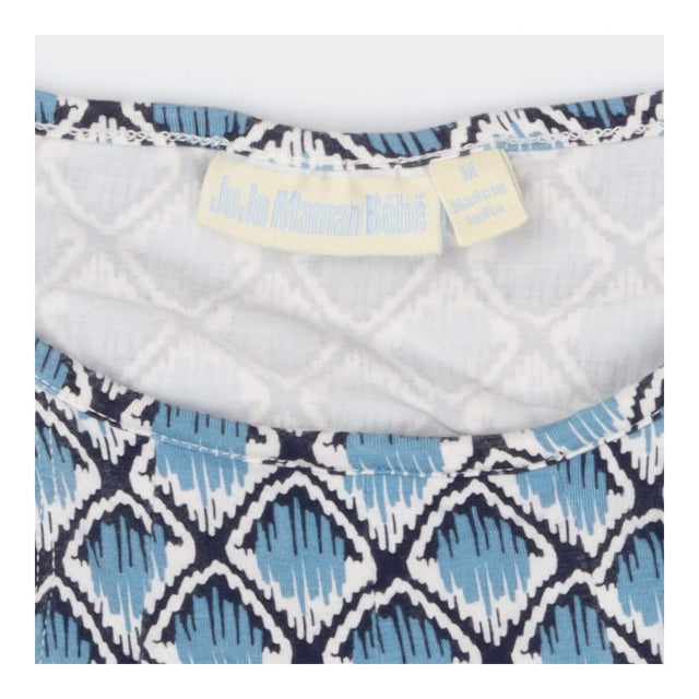 Gathered sleeveless maternity blouse in blue ikat