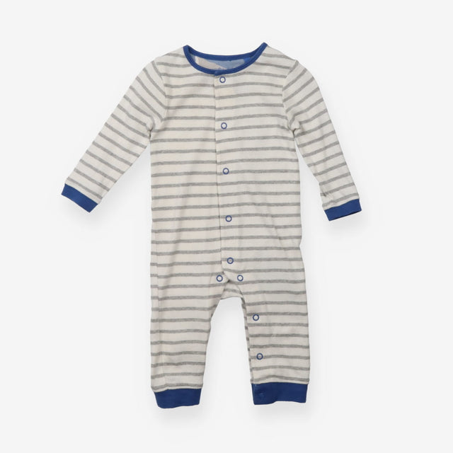 Sleepsuit Grey Stripe Blue Cuffs