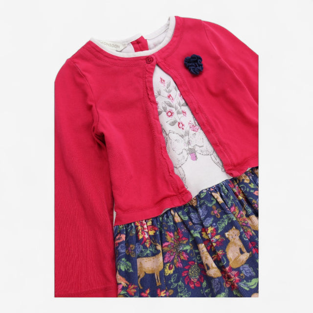 Dress Pink Cardigan and Cord Skirt with Woodland A
