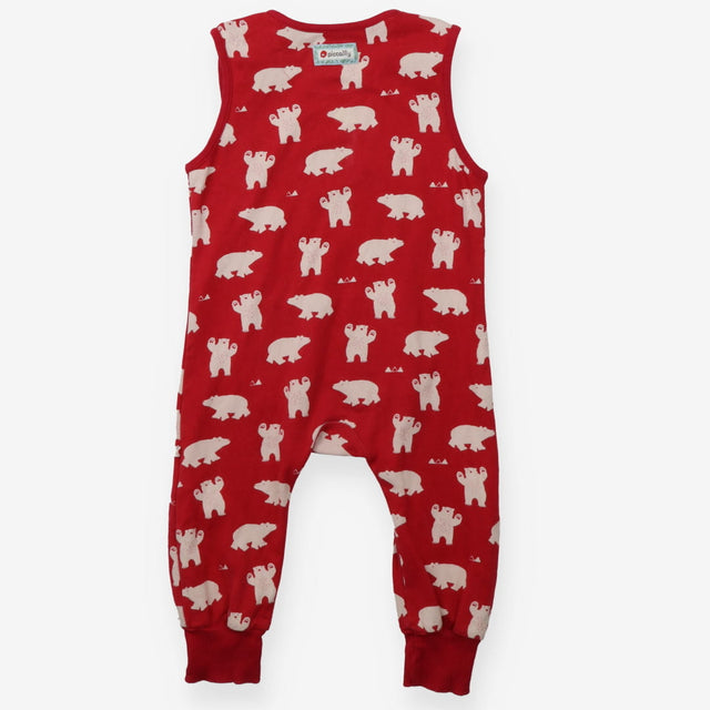 Jersey Romper Red Cheeky Bear Print