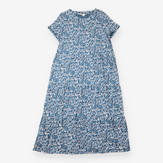 Midi Dress Cotton Blue Floral