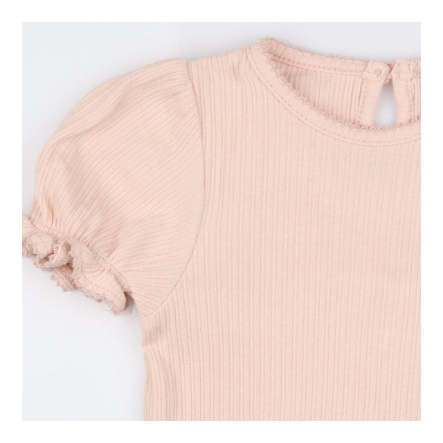 Bodysuit Short Sleeve Pink Frill