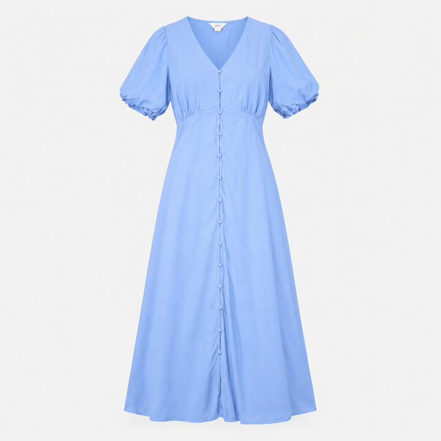 Maxi Dress Light Blue Button Front Maternity Nursi