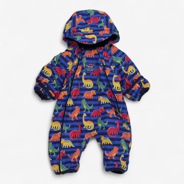 Pramsuit Blue Stripe with Bright Dinosaurs