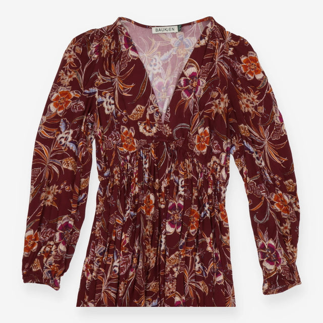 Gwyneth Dress Garnet Woodland Print Jersey Midi