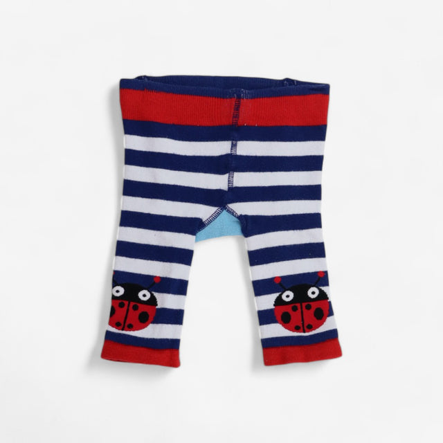 Blue and White Stripe Ladybird Knit Leggings