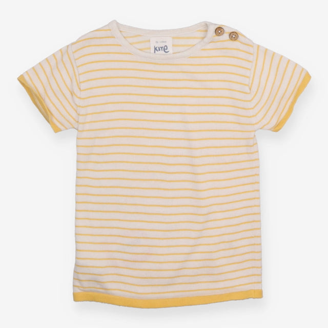 Knit Tee White and Yellow Strip with Shoulder Butt