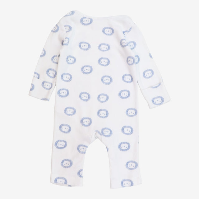 Sleepsuit White With Blue Lion Faces