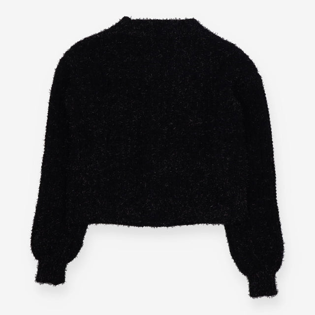 Black knitted sparkle cardigan heart buttons
