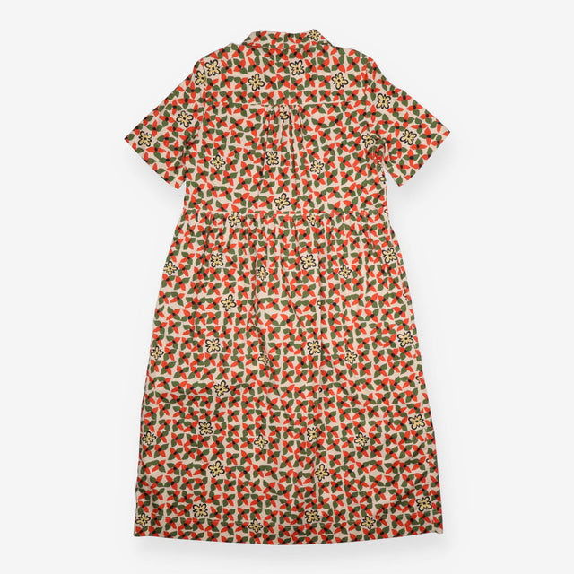 TOAST Red Green Floral Print Cotton Short Sleeve S