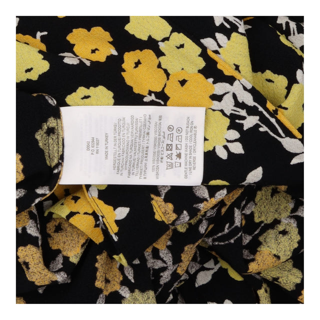 Yellow Floral Long Sleeve Shirt Dress Black