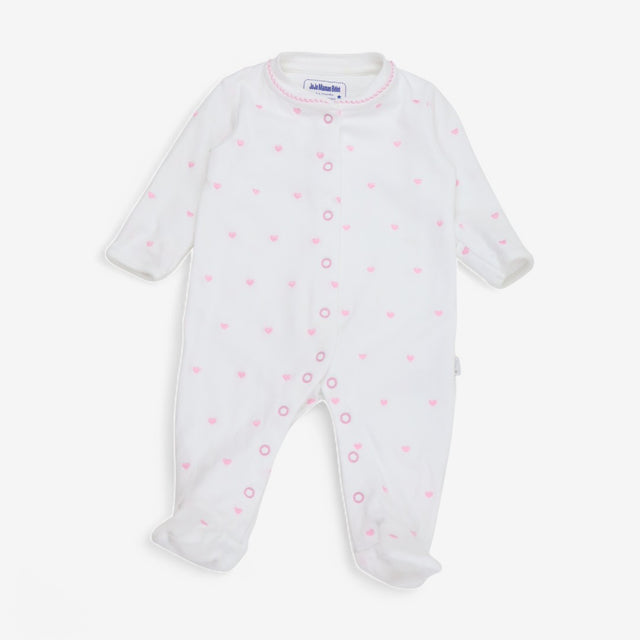 Sleepsuit White with Pink Hearts