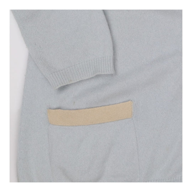 Loro Piana Baby Blue Cashmere Cardigan Cream Trim
