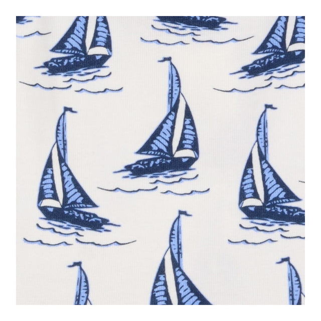 Dress sleeveless white blue sail ships