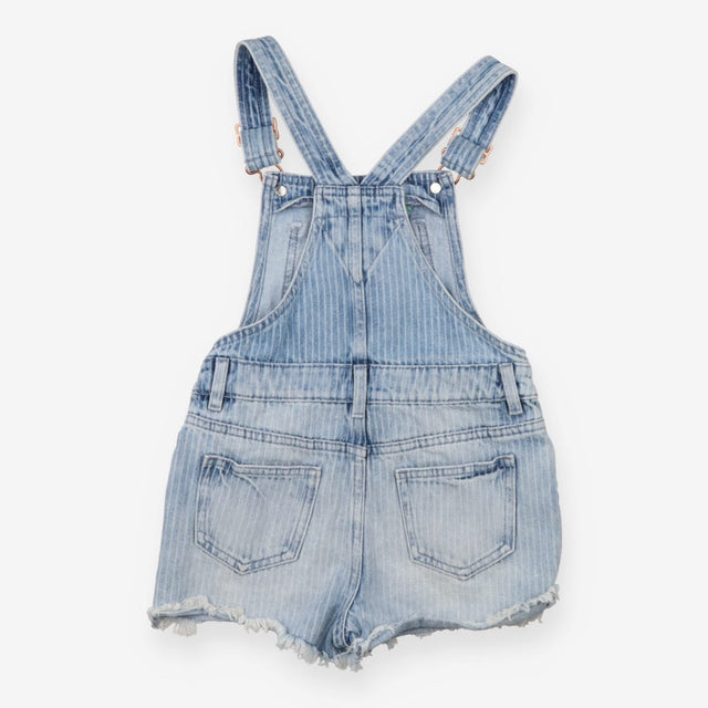 Washed Denim Dungaree with Embroidered Yellow