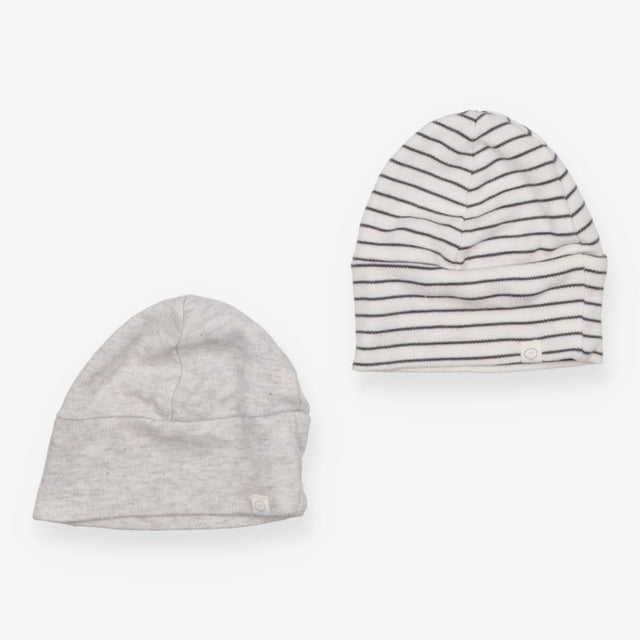 Baby Hats Grey and Black Striped 2-Pack