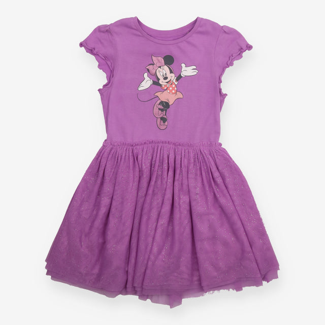 Minnie Mousse Sparkly Purple Dress Short Sleeve