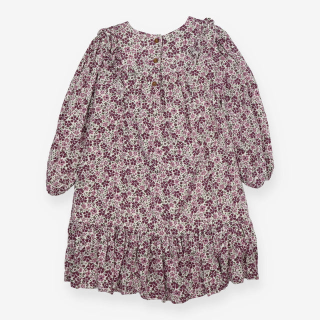 Tiered Dress Long Sleeve Ruffle Shoulders Floral