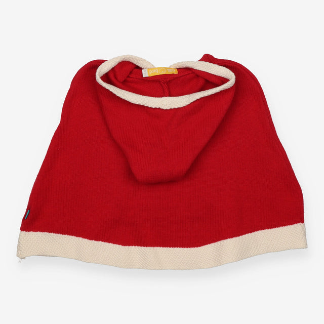 Poncho red knitted with hood
